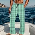 thumbnail image 6 of Fewfanhot Men's Plaid Sleep Pants - Casual Print Loose Fit Elastic Waist Breathable Lounge Pants with Pockets, 6 of 9