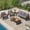 Grey + Acacia Wood + Iron + Polyester + Foam, variant on 4-Piece Outdoor Furniture Sofa Set for 5 People with Acacia Wood Armrests, Patio Conversation Set with Removable Cushion and Solid Wood Coffee Table for Garden,Beige