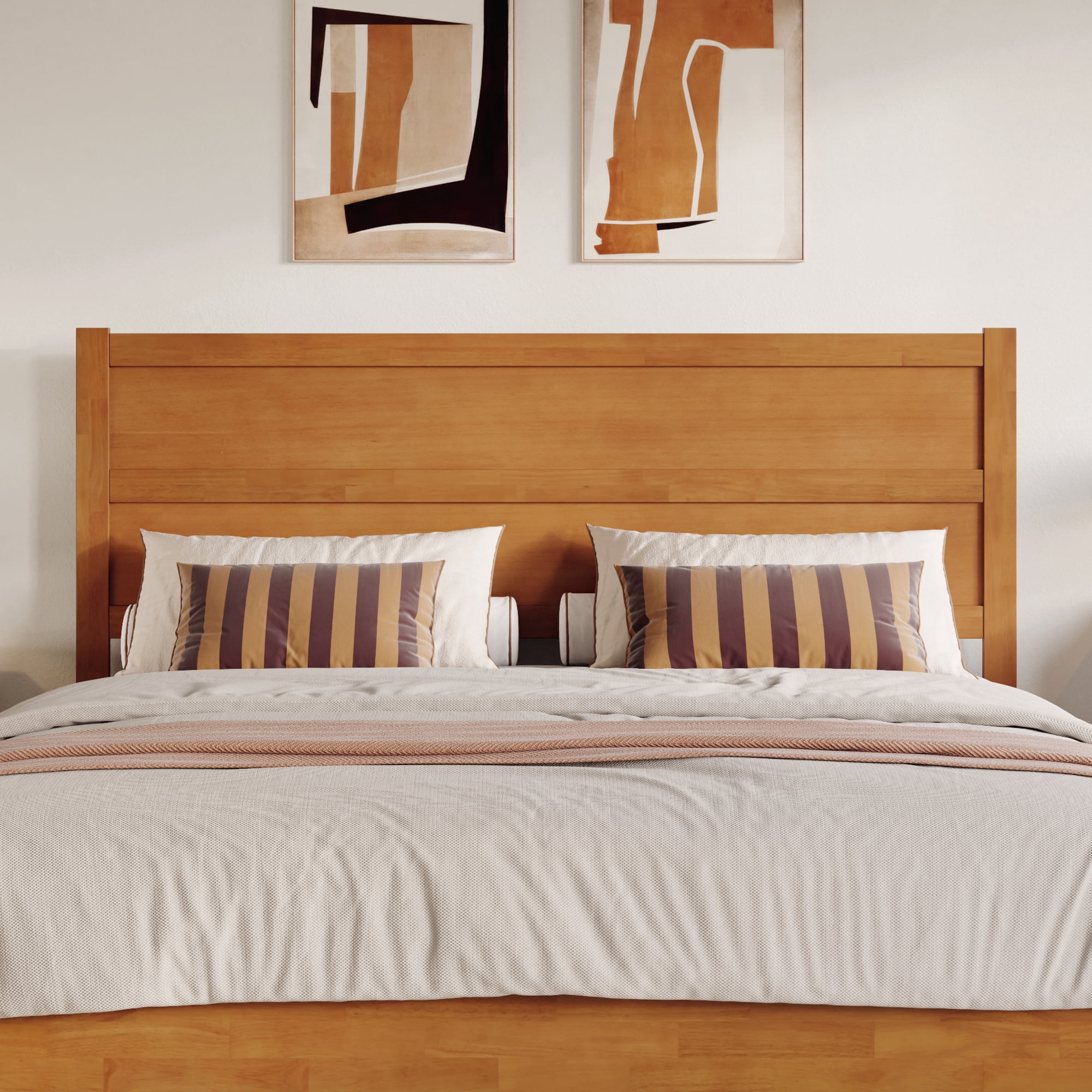 AFI Aveline King Modern Panel Wood Headboard, Light Toffee