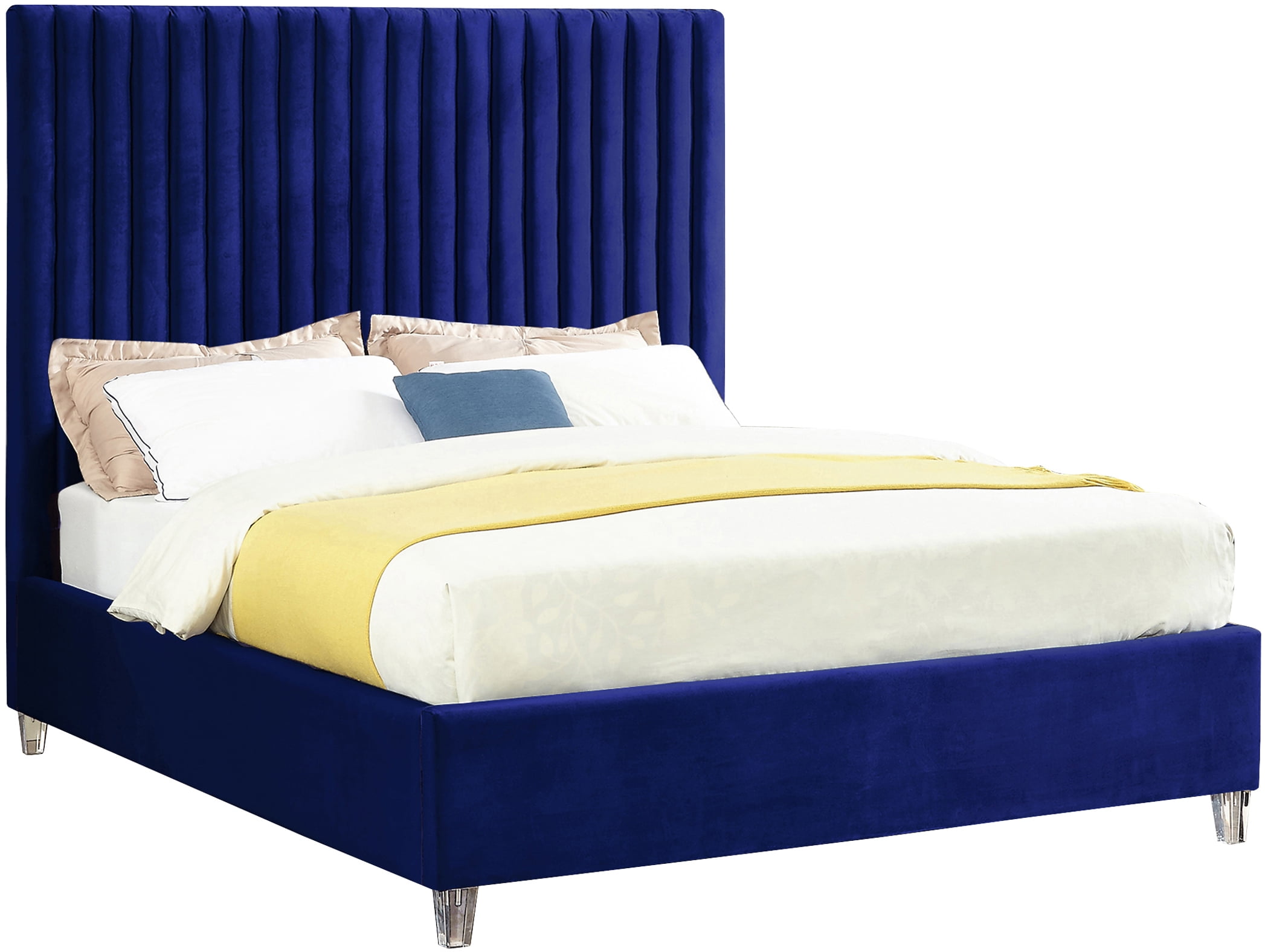Candace Navy Velvet Queen BedColorNavy Velvet,StyleContemporary