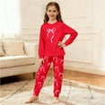 thumbnail image 2 of Kids Girls Pajamas Set Cute Bow Tie Print Long Sleeve Crewneck Top with Pants Pajamas Sleepwear Outfit Set Clothes for Girls 9-10 Years, 2 of 6