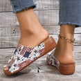 thumbnail image 2 of Mostsola Womens Slide Sandals Flag Print Slip on Shoes Summer Dressy Slippers Outdoor Walking Shoes, 2 of 9