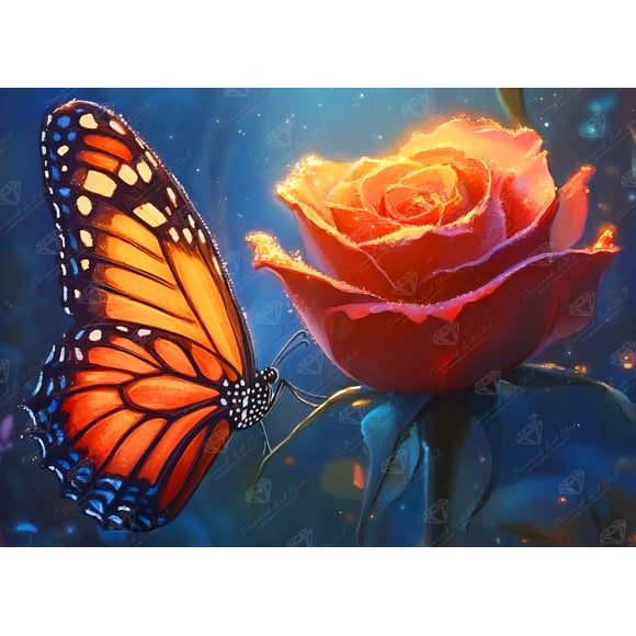 Kit de pintura con diamantes Mariposa Monarca Brillante de Diamond Art Club 46x33 cm
