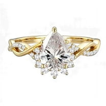 Jewelerix 18K Gold 1.50 CT Pear Cut Engagement Ring with Real Diamond for Women Birthstone Wedding Promise Rings for Her