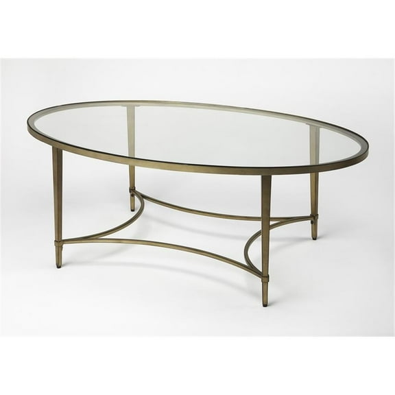 Pemberly Row Modern / Contemporary Oval Coffee Table in Antique Gold