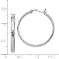 thumbnail image 2 of FB Jewels Sterling Silver Rhodium-plated Polished Textured Medium Round Hoops, 2 of 2