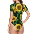 thumbnail image 4 of Daiia Sunflower 1 Women'S Crew Neck Short Sleeve Slim Fit T Shirts Tops Basic Bodysuit Leotard Clothing-Small, 4 of 9