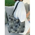 thumbnail image 5 of CoCopeaunt Women Girls Chic Tote Shoulder Bag Color Contrast Grid Hobo Handbag Chain Strap, 5 of 6