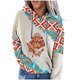 thumbnail image 1 of Sudadera con estampado geométrico para mujer Costura con capucha Impreso Tops sueltos Blusa Pompotops  gfhjh12707, 1 of 7