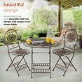 thumbnail image 6 of Alpine Corporation 3-Piece Metal Floral Outdoor Patio Bistro Set, Brown, 6 of 12