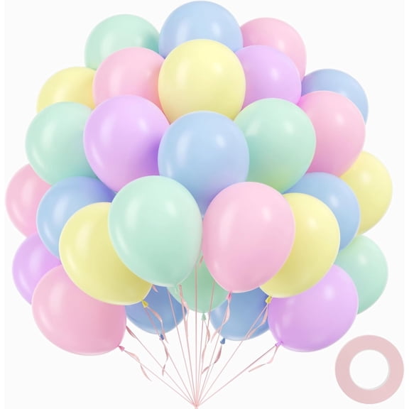 Pastel Balloons, Light Pink Green Yellow Blue Purple Balloon for Party Decorations