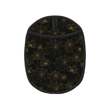 

Pofeuu Gold Spiders And Cobwebs Print Silicone Pot Mat Mitten With Hanging Loop Heat Resistant Oven Mitts Non-Slip Bbq Baking Smoking Potholders