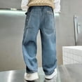 thumbnail image 4 of WMQPNNS Boys Cargo Baggy Denim Pants Boys Jeans Size 16 Elastic Waist Wide Loose Retro Jeans Casual Y2K Jeans Streetwear with Pockets(Size 12-13 Years, Sky Blue-1), 4 of 9