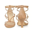thumbnail image 5 of BLISSFUL STEP Strappy Knot Ankle Strap Kitten Heels Sandals for Women Nude 7, 5 of 6