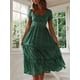thumbnail image 4 of YUBNLVAE Vestido midi de manga corta de verano con estampado floral bohemio para mujer, 4 of 5