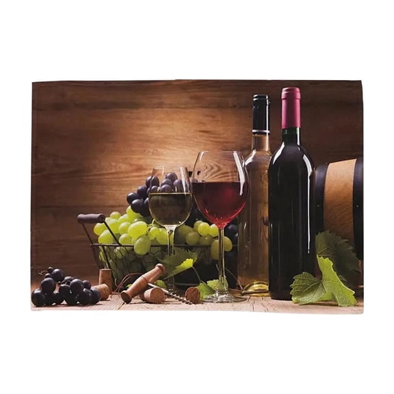 Wine-Printed Placemats Holiday Party Table Decor Stain-Proof and Heat-Insulating Placemats