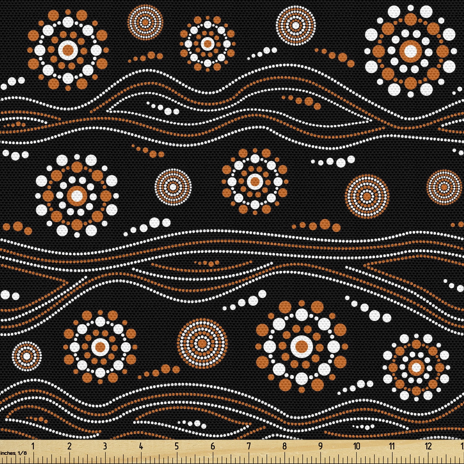 Aboriginal Sofa Upholstery Fabric by the Yard, Abstract Round Motifs