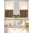 thumbnail image 5 of Brown Wood Grain 2 Panel Kitchen Curtains for Small Windows, Retro Farmhouse Wooden Plank Bathroom Tier Curtain, Short Window Treatment for Bedroom/Living Room 55"x24", 5 of 6