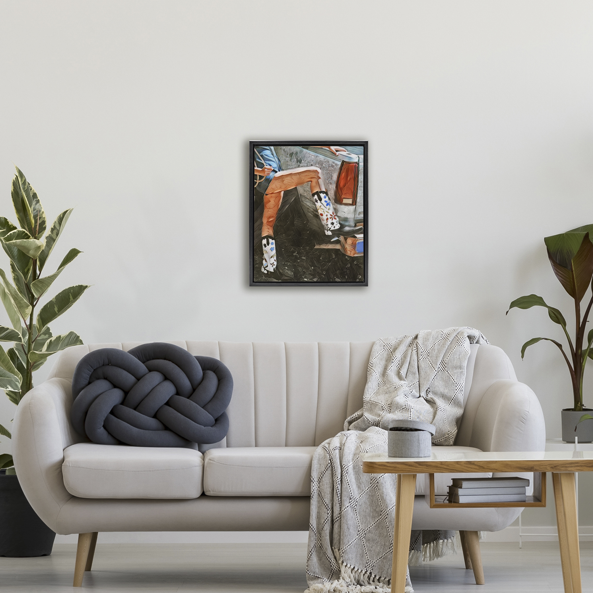 Round Up Cowgirl Boots Black Framed Floater Canvas Wall Art, design by Jesse Keith