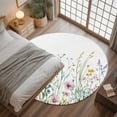 thumbnail image 3 of Pink Blue Floral Round Rugs 3.3ft, Farmhouse Garden Flowers Botanical Non Slip Washable Rug Runner, Low Pile Indoor Floor Carpet Mat Bathroom Rugs for Living Room, Bedroom, Kids Room, 3 of 9