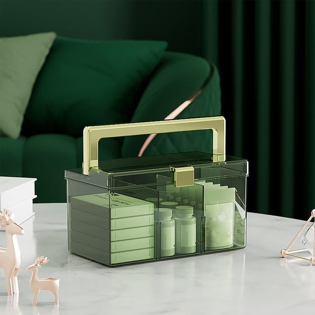 Contenedores Organizadores Apilables para El Hogar con Separadores Extraíbles, Transparentes con Hebillas y Asas.