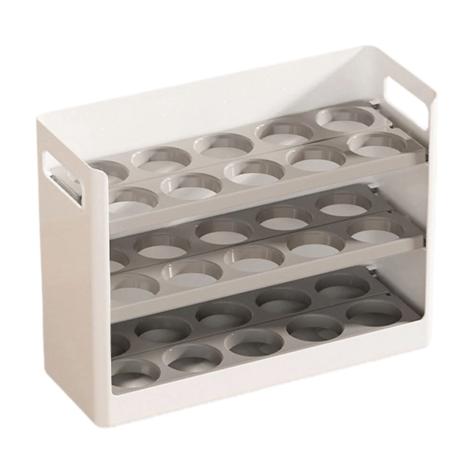 UNLLLL Plastic Egg Holder with Removable Inner Tray, Space Saving Egg Container for Fridge, 3 Tiers Fridge Egg Rack, Holds Up to 30 Eggs, for Kitchen Fridge Counter Top