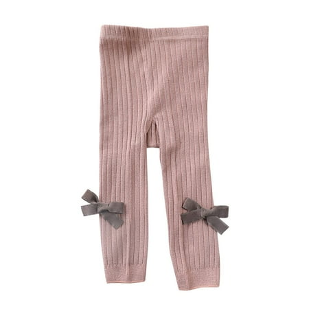 

AIMAOMI Toddler Baby Kids Girls Spring Cute Bow Solid Color Stripe Long Pants H