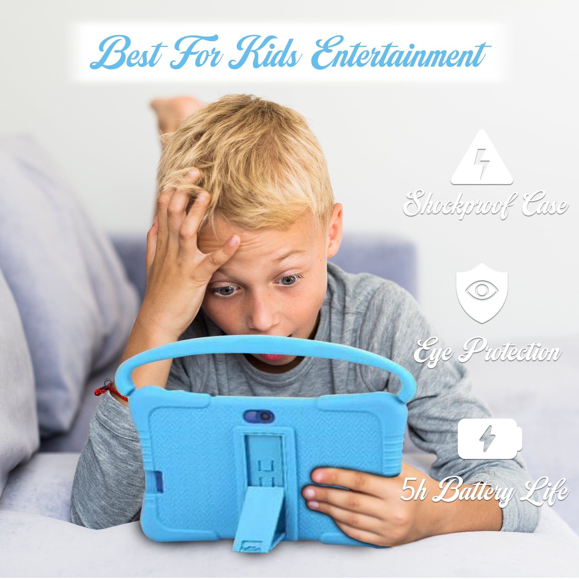Kids Tablet, 7 inch Android Tablet for Kids 32GB Toddler Tablet with Bluetooth, WiFi, GMS, Parental Control, Dual Camera, Shockproof Case, Educational, Games