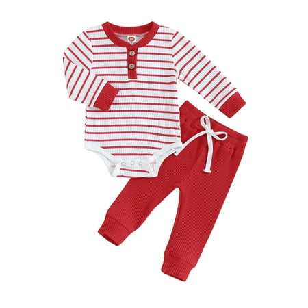 

Meihuid Baby Girls Long Sleeve Button Romper Solid Color Drawstring Pants Sets