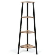 Topbuy 4-Tier Corner Ladder Shelf Industrial Metal Storage Rack Bookcase Display