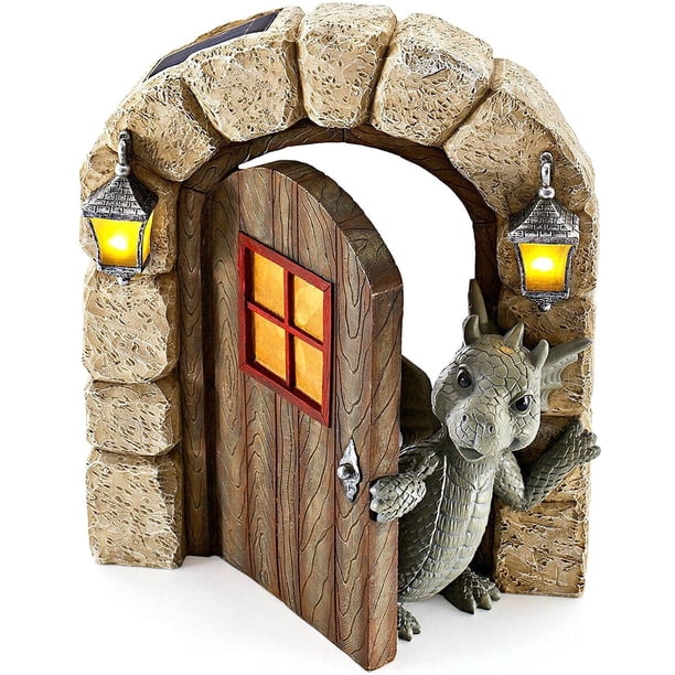 Figuras de dragón de jardín Figura decorativa de jardín de dragón de poliresina Figuras decorativas de jardín en forma de dinosaurio pequeño-puerta abierta 2 piezas oso de fresa Electrónica
