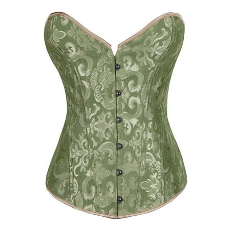 Lace Bodysuit Womens Vintage Floral Overbust Corset Bustier Tops Hourglass Body Shaper Corset Bride Dress Shapewear Tops Bustier Bodysuit for Women S-31 Green 4XL