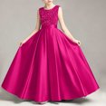thumbnail image 2 of AHTJRT Dresses for Girls Sequin Glitter Satin Silk Sleeveless A-Line Formal Dress Birthday Party Wedding Gowns Princess Dress Hot Pink 3-4 Years, 2 of 8
