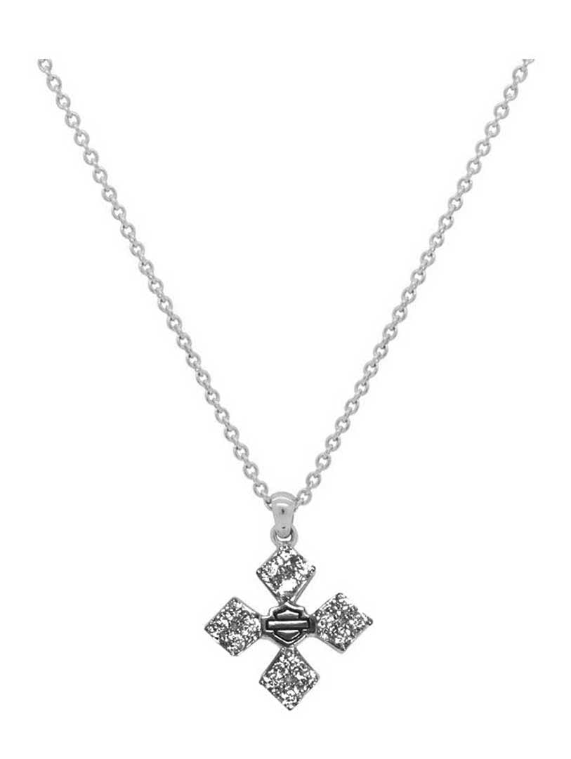 Harley-Davidson Women's Bling Pyramid Cross Necklace, Sterling Silver ...