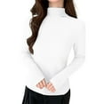 thumbnail image 6 of Women's Long Sleeve Turtleneck Pullover Sweater Top Solid Color Casual Loose Fit Warm Winter Fashion Essential for Daily Wear Work Office | CSEONE,White L, 6 of 6