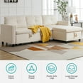 BALUS Sectional Sofa Couches, Pull Out Couch with Storage, 2 in 1 Sofa