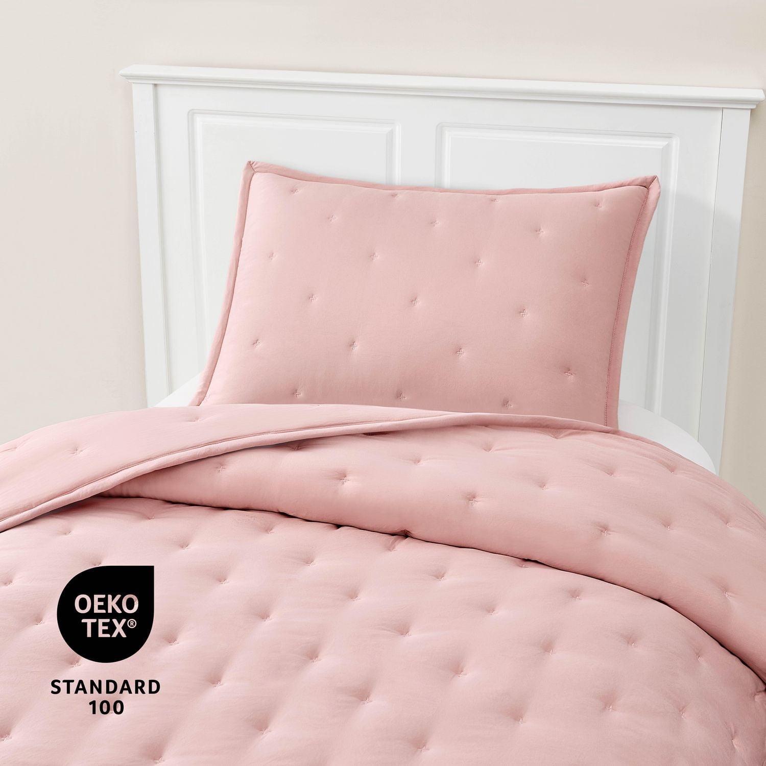 Mainstays 3-Piece Comforter Set, Pink Blush, Double Queen