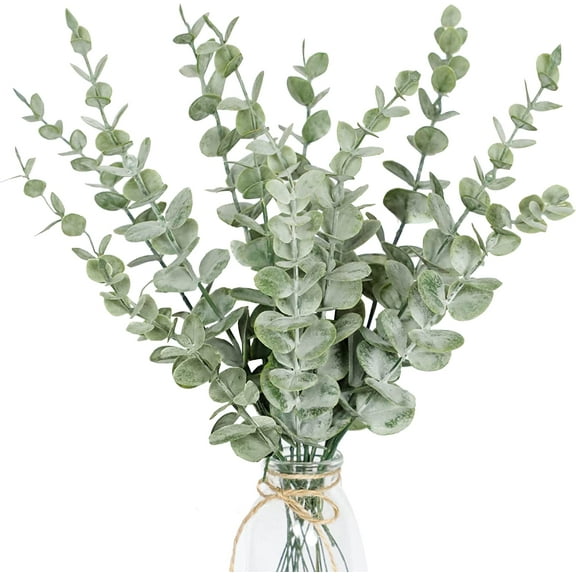 15pcs Eucalyptus Stems Artificial Eucalyptus Leaves Stems Real Grey Green Touch Leaf Branches for Home Office Flowers Bouquet Centerpiece Wedding Decoration