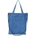thumbnail image 7 of CoCoMangos Women Denim Tote Handbag Casual Travel Beach Shopper Shoulder Bag Lightweight Zipper Reusable Grocery Bags, 7 of 7