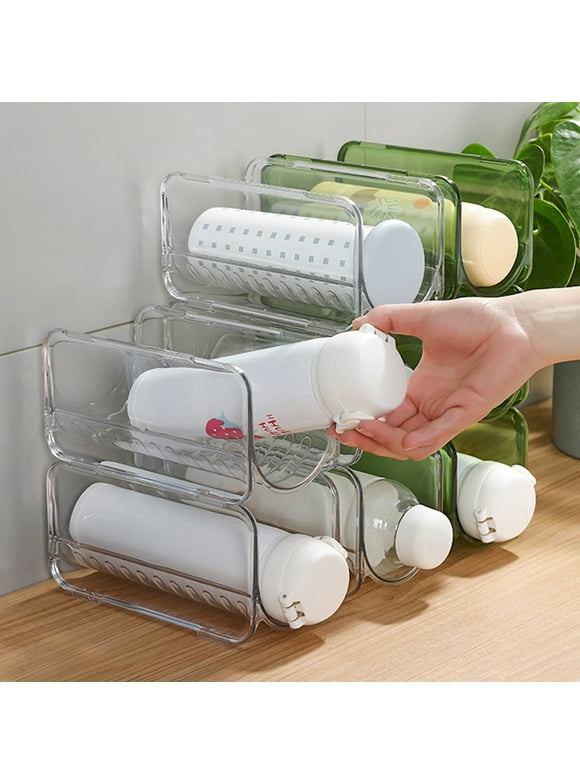 Jiaroswwei Bottle Storage Holder Free-Standing Stackable Stable Structure Thick Smooth Edge Keep Neat Deep Kitchen Water Bottle Bottle Storage Shelf Household Stuff