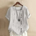 thumbnail image 2 of adviicd Chemises Mignonnes pour Femmes Chemise Rayée Manches Courtes Col Rond T-Shirt Basique Blanc,m, 2 of 5