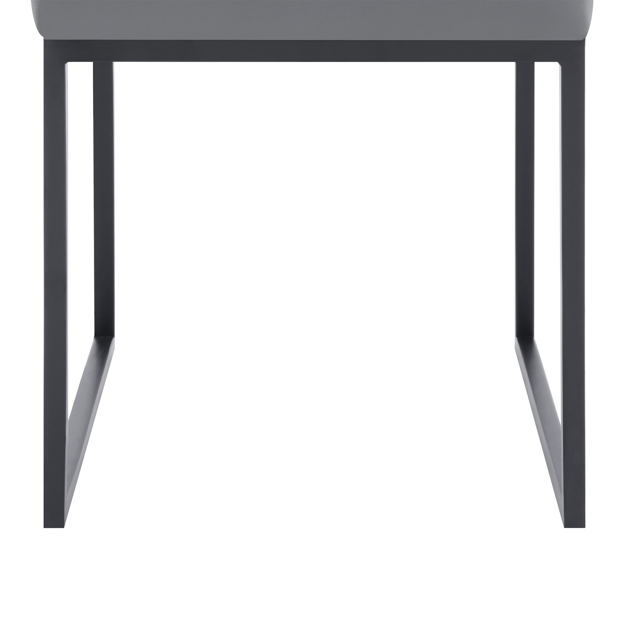 Armen Living Trevor Contemporary Dining Chair in Matte Black Finish and Grey Faux Leather - Set of 2