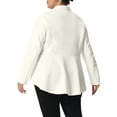 thumbnail image 3 of Agnes Orinda Women's Plus Size Blazer Button Notch Panel Ruffle Peplum Blazers 2X White, 3 of 6