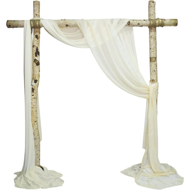 GFDYREE Wedding Arch Draping Fabric, 2 Pcs Chiffon Drapes Wedding Drapery for Indoor and Outdoor Backyard Reception Backdrop Ceiling Curtains Decorations, Ivory