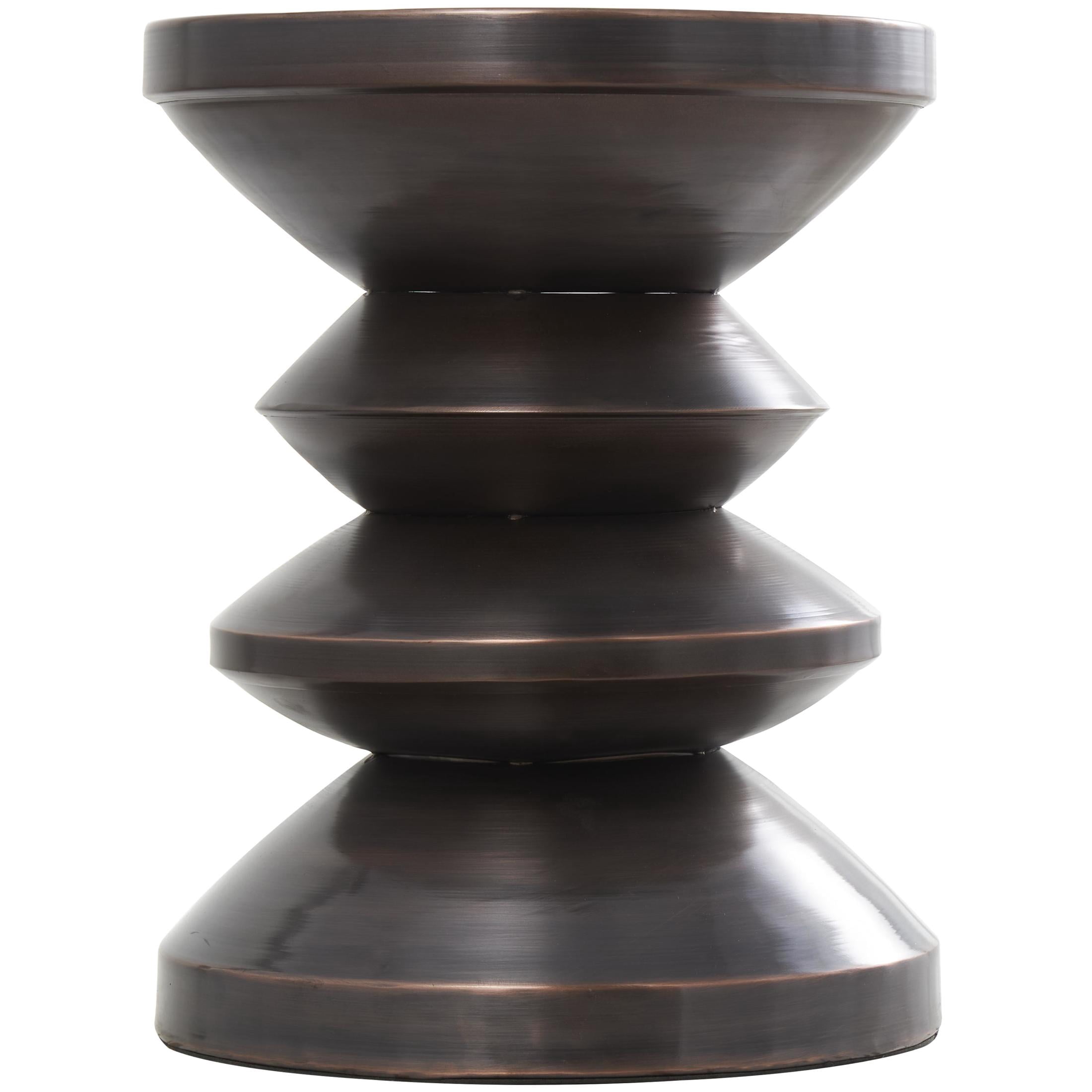 DecMode 14" x 18" Copper Metal Art Deco Inspired Geometric Accent Table, 1-Piece
