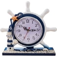 thumbnail image 1 of El reloj de mesa moderno mediterráneo del timón no hace tictac, pequeños relojes de pared del faro del recuerdo marino, 1 of 5