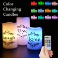 thumbnail image 3 of DRomance Velas LED sin llama que cambian de color con control remoto de 18 teclas y temporizador Calcomanías Live Love Laugh Funciona con pilas Velas LED parpadeantes Decoración del día de San Valentí, 3 of 5