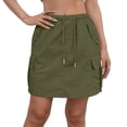 thumbnail image 2 of Women's High Waisted Drawstring Cargo Mini Skirt with Multi Pockets, Casual Lightweight Utility Short Skirt for Daily & Outdoor Wear Army Green L, 2 of 9