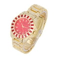 thumbnail image 2 of Women's Baguette Cut Diamond Crystal Bling'ed Out Watch - Drop it Down with This Ice on Your Wrist Ladies!! Hakuna Matata!! - ST10372MLA (ST10372MLA Metal Gld Red/Red), 2 of 3