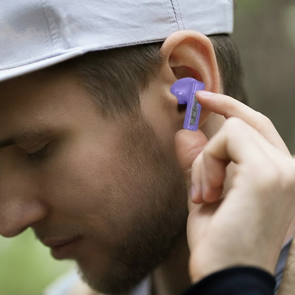 Latrodar Wireless Earbuds Bluetooth 5.3 Headphones With 4-Mics Clear Best of Both Worlds und With LED Display Purple 4x2 Inch Home Essentials